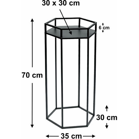 DanDiBo Blumenhocker Metall Schwarz 6eck 70 cm Blumenstnder Blumensule  96453 L Pflanzenhocker Modern Pflanzenstnder