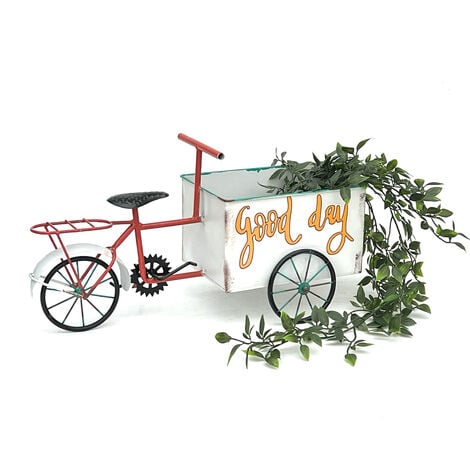 DanDiBo Blumenfahrrad für Garten Metall Stehend Fahrrad Weiß Rot 96529