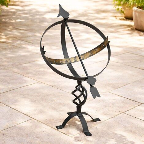 DanDiBo Sonnenuhr Garten Groß Metall Schwarz Schmiedeeisen Deko Wetterfest 70 cm Gartenuhr Uhr