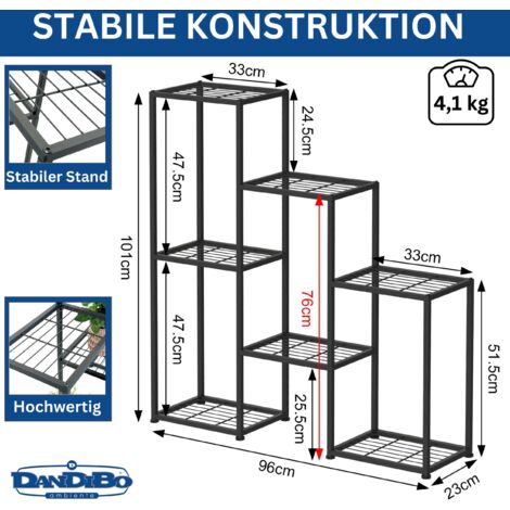 DanDiBo Blumenregal indoor Metall Schwarz 6 Ebenen 96578 Blumentreppe