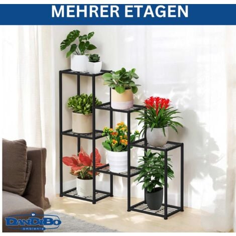 DanDiBo Blumenregal indoor Metall Schwarz 6 Ebenen 96578 Blumentreppe