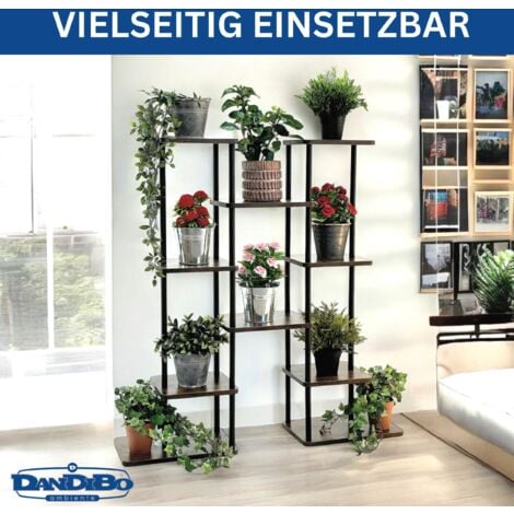 DanDiBo Blumenregal Indoor Metall Schwarz 6 Etagen Holz 96584