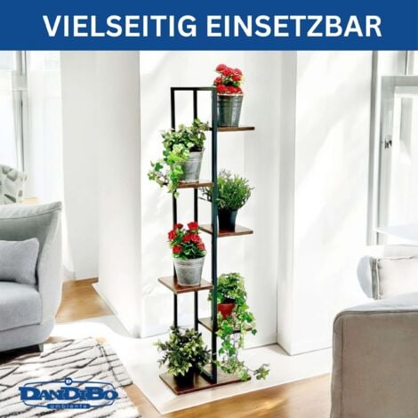 DanDiBo Blumenregal Indoor Metall Schwarz 6 Etagen Holz 96582