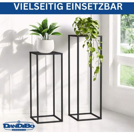DanDiBo Pflanzenständer 96587 Metall 100 cm und 70 cm Schwarz Eckig 2er