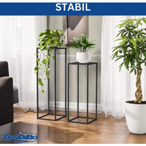 DanDiBo Pflanzenständer 96587 Metall 100 cm und 70 cm Schwarz Eckig 2er