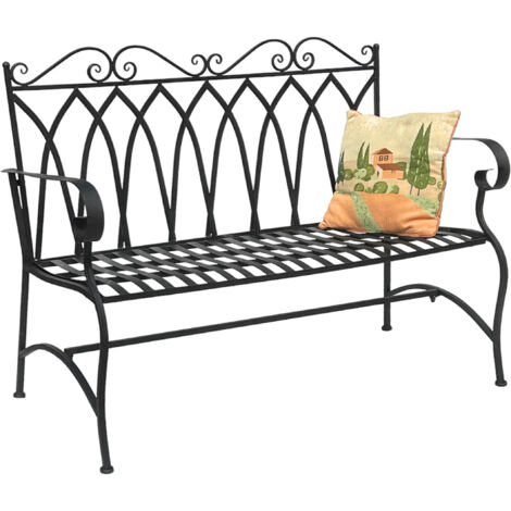 DanDiBo Gartenbank Metall 2 Sitzer Wetterfest Sitzbank Garten Bank Antik 18940 Dunkelbraun Metallbank 120 cm Eisenbank (1/5)