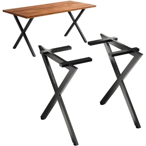 DanDiBo 2x Tischbeine Metall Schwarz 72 x 68 cm Tischgestell Höhenverstellbar 96667 Tischfüße Möbelfüße Tischkufen Esstisch Beine (1/5)