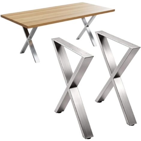 DanDiBo 2x Tischbeine Edelstahl 72 x 60 cm Tischgestell Höhenverstellbar 96676 Tischfüße Möbelfüße Tischkufen Esstisch Beine