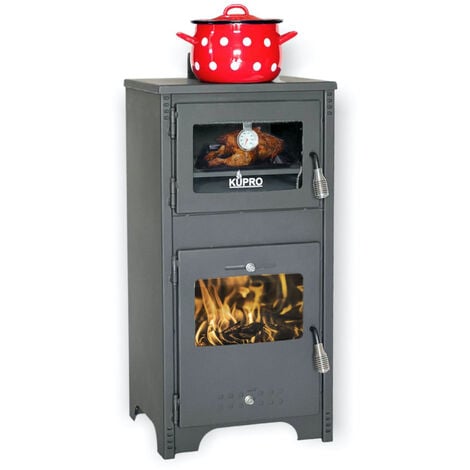 EEK A+ Kaminofen mit Backfach und Herdplatte Ever 2 Holzofen 7,85 kW Kamin Ofen Holz Werkstattofen Hüttenofen Heizofen
