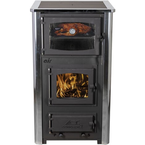 EEK A Kaminofen mit Backfach und Herdplatte ABC Concept 2 Air Mini Mehrfachbelegung Holzofen 10 kW Kamin Ofen Holz Werkstattofen Schwedenofen Hüttenofen Heizofen Holzofen
