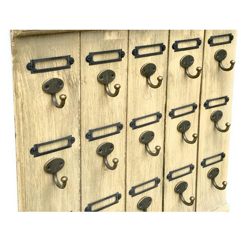 DanDiBo Schlüsselbrett Holz Vintage Wand Hakenleiste mit 15 Haken Braun  96210 Schlüsselhalter Schlüsselleiste Schlüsselboard