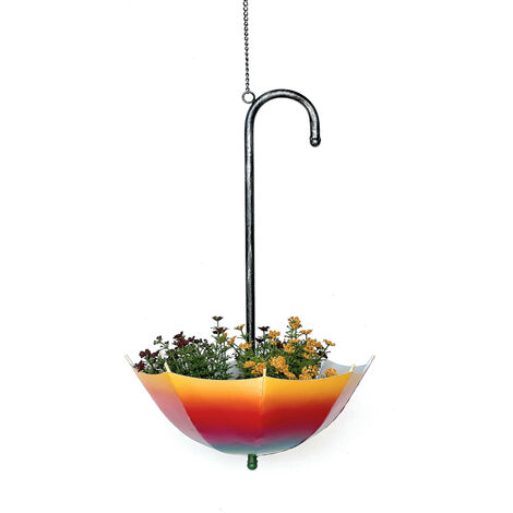 2 Blumenampeln Hängend Metallring Mit Holzsockel - Hängetopf Für Pflanzen Indoor & Outdoor
