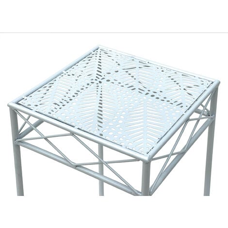 Korb-Outlet Rattan Blumenständer Weiß 35x35x36cm - Blumenhocker & Beistelltisch Aus Naturmaterial