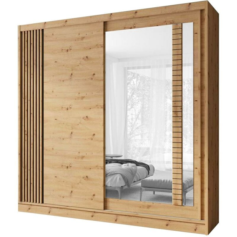 ARTIZ Armoire garde-robe 2 portes coulissantes avec miroir 200x215 cm
