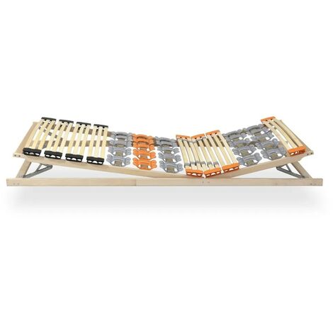 Monmobilierdesign – Sommier à lattes ergonomique en bois – 7 zones de confort – Tête et pied relevables – Dimensions 120x200 cm – Support jusqu'à 140 kg