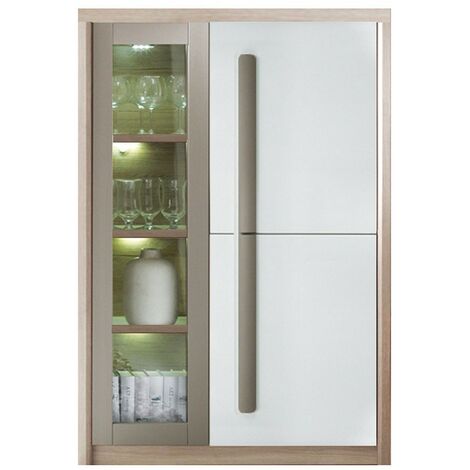 Monmobilierdesign – Vitrine ROMA 2 portes battantes 90x43x130 cm – Éclairage LED intégré – Charnières robustes – Fabrication Union Européenne