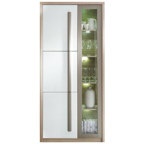 Monmobilierdesign – Armoire vitrine 3 portes battantes 90x43x194 cm – Éclairage LED intégré – Matériaux durables – Système de fermeture robuste (1/5)