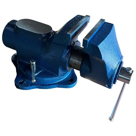 Étau d'établi professionnel cylindrique en fonte avec base pivotante et enclume mors 100 mm (1/5)