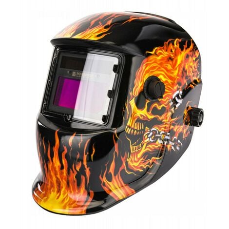 Masque de soudure professionnel auto-obscurcissant échelon 9/13 DIN Noir Flammes oranges