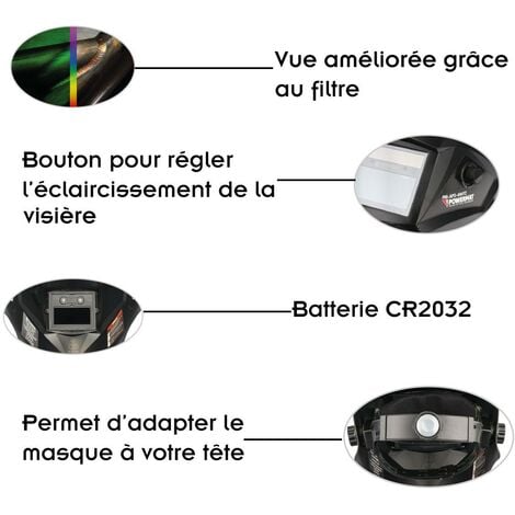Masque de soudure professionnel auto-obscurcissant échelon 9/13 DIN Noir Flammes rouges