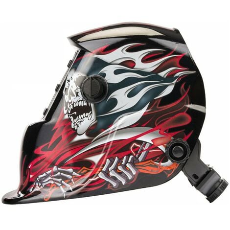 Masque de soudure professionnel auto-obscurcissant échelon 9/13 DIN Noir Flammes rouges