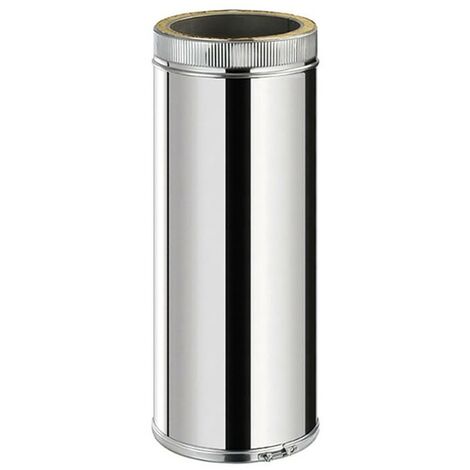 Monmobilierdesign – Conduit double paroi isolé Ø150 mm pour poêle à bois – Longueur 50 cm – Inox AISI 304 – Isolation laine de roche 30 mm - TDPS500 (1/3)