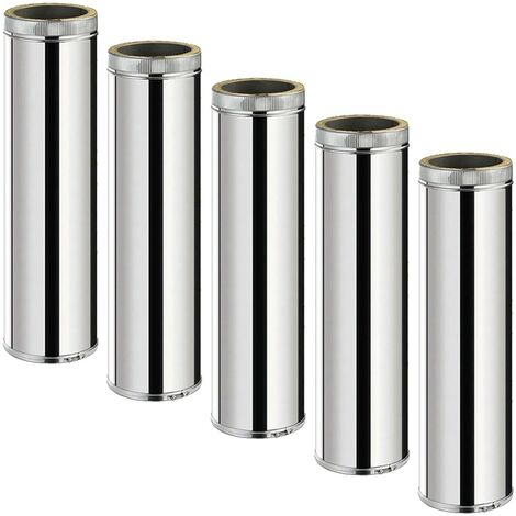 Lot de 5 TDPI1000 Conduit double paroi isolé polycombustible longueur 100 cm Inox Ø125 (1/3)