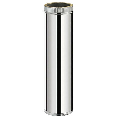 TDPI1000 Conduit double paroi isolé polycombustible longueur 100 cm Inox Ø125 - à l'unité