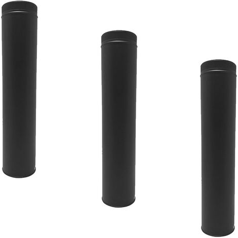 Lot de 3 TDPI1000 Conduit double paroi isolé polycombustible longueur 100 cm Noir Ø100 (1/3)