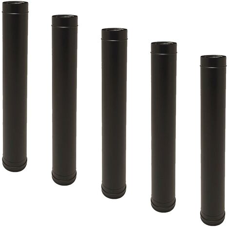 Monmobilierdesign – Lot de 5 conduits concentriques en acier inoxydable noir – Longueur 100 cm – Diamètre Ø80-125 – Compatible chaudières à bois et gaz (1/3)