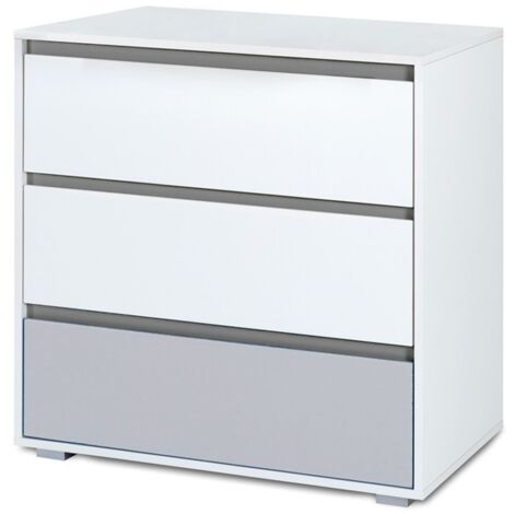DALIA Commode en bois avec 3 tiroirs style urbain Blanc (1/5)