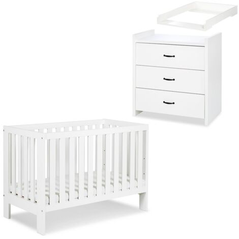 AMELIA II Ensemble bébé commode à langer et lit évolutif 120x60 Blanc Sans tiroir