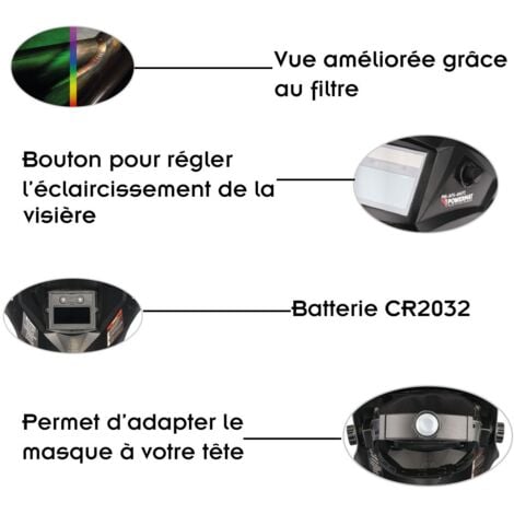 Masque de soudure professionnel auto-obscurcissant échelon 9/13 DIN Noir Flammes