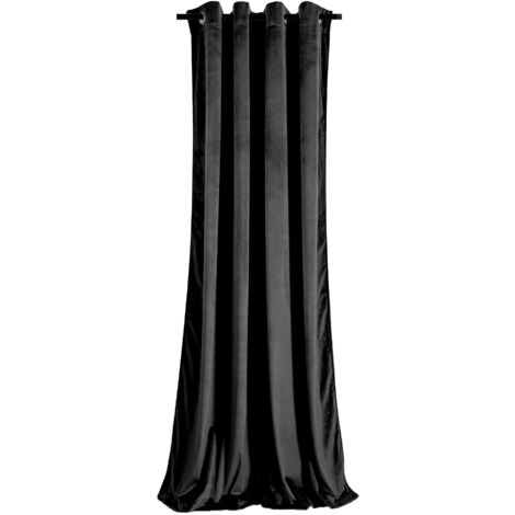 Monmobilierdesign – Rideau occultant en velours noir 140x250 cm – Bloque la lumière – Œillets de 4 cm – Poids léger 1,1 kg pour installation facile