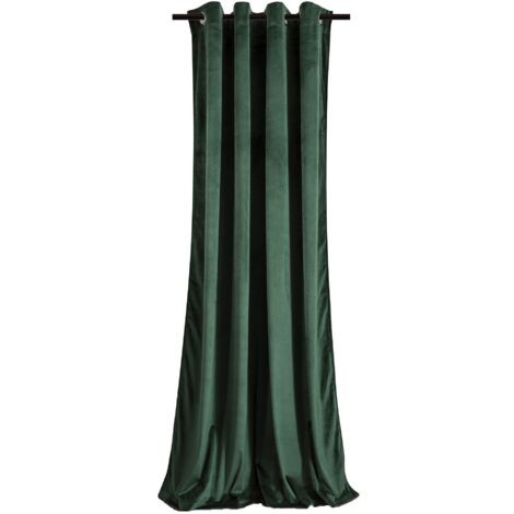 Monmobilierdesign – Rideau occultant en velours vert bouteille 140x250 cm – Oeillets 4 cm – Bloque la lumière pour ambiance cosy