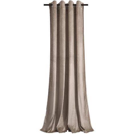 Monmobilierdesign – Rideau occultant en velours beige 140x250 cm – Bloque la lumière – Œillets de 4 cm – Poids 1,1 kg pour un usage optimal (1/4)