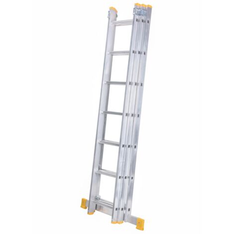 Monmobilierdesign – Échelle transformable aluminium 3 plans 7 marches – Charge max 150 kg – Pieds antidérapants – Conforme normes EN-131