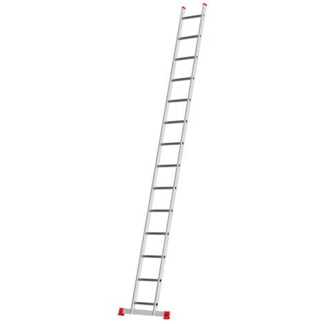 Monmobilierdesign – Échelle simple en aluminium 14 marches – Charge maximale 150 kg – Pieds antidérapants pour sécurité – Conforme aux normes EN 131