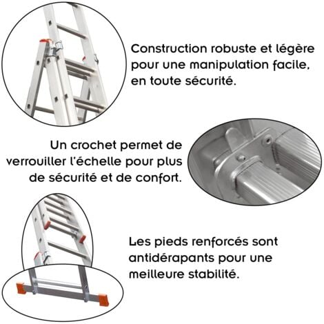 XTRA Echelle transformable en aluminium 3 plans 11 marches