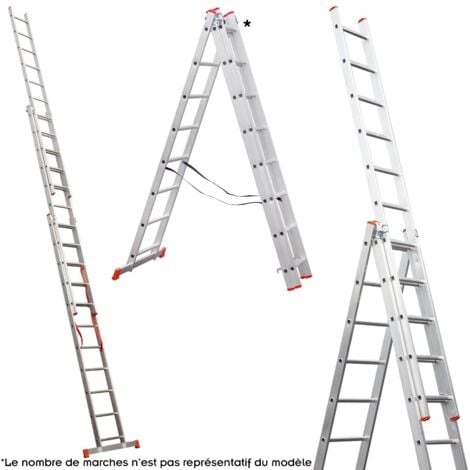 XTRA Echelle transformable en aluminium 3 plans 11 marches