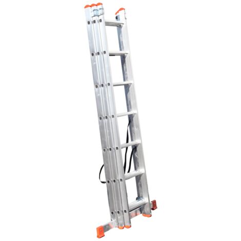 Monmobilierdesign – Échelle transformable en aluminium 3 plans 7 marches – Charge maximale 150 kg – Pieds antidérapants – Conforme norme EN-131