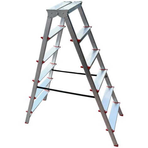 MTRA Escabeau double marchepied en aluminium 6 marches