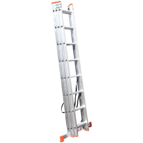 Monmobilierdesign – Échelle transformable en aluminium 3 plans 8 marches – Charge maximale 150 kg – Pieds antidérapants – Conforme norme EN-131