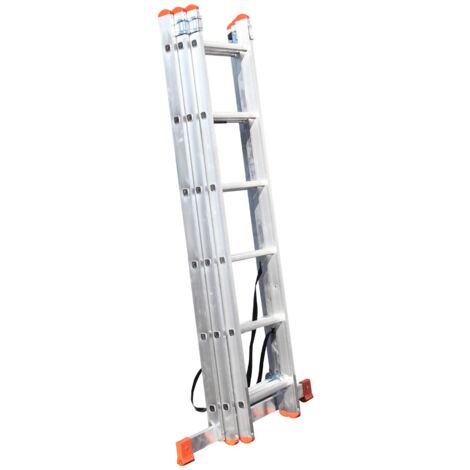 Monmobilierdesign – Échelle transformable en aluminium 3 plans 6 marches – Charge maximale 150 kg – Pieds renforcés et barreaux antidérapants – Conforme EN-131
