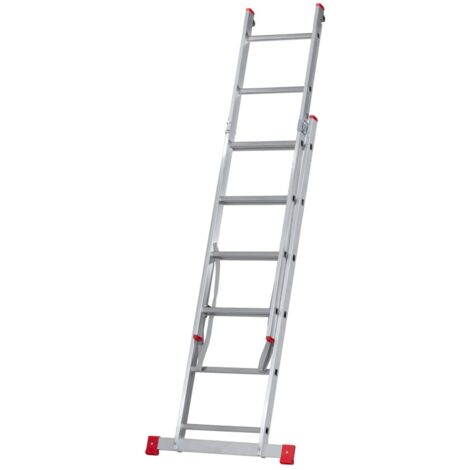 Monmobilierdesign – Échelle transformable aluminium 2 plans 6 marches – Charge maximale 150 kg – Pieds renforcés et barreaux antidérapants