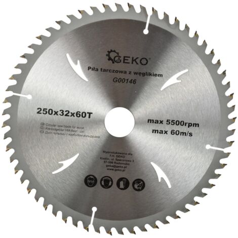 Lame de scie circulaire TCT pour bois Ø250x32 60 dents (1/3)