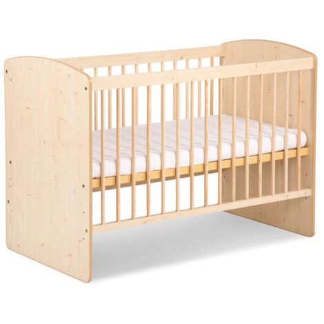 Monmobilierdesign – Lit bébé à barreaux 120x60 cm en pin – 3 niveaux de hauteur – Peinture à base d'eau – Certifié PN-EN 716-1+AC:2019-07