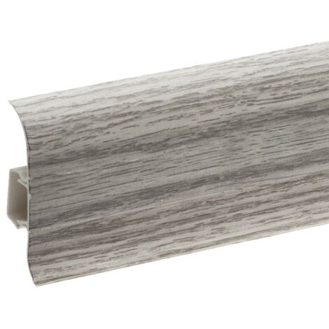 Lot de 20 Plinthes goulotte passe-câble PVC 59 mm - 1,10 m avec angles raccords et butées Chêne de sardaigne