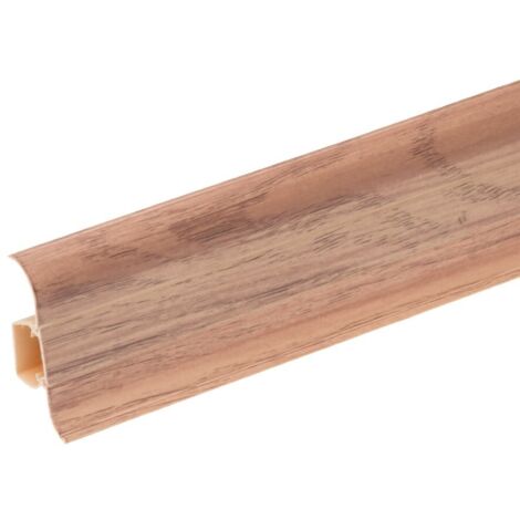Lot de 50 Plinthes goulotte passe-câble PVC 59 mm - 1,10 m avec angles, raccords et butées Vieux noyer