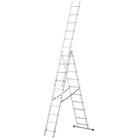 Monmobilierdesign – Échelle transformable en aluminium 3 plans 10 marches – Charge maximale 150 kg – Pieds renforcés et barreaux antidérapants – Conforme EN-131